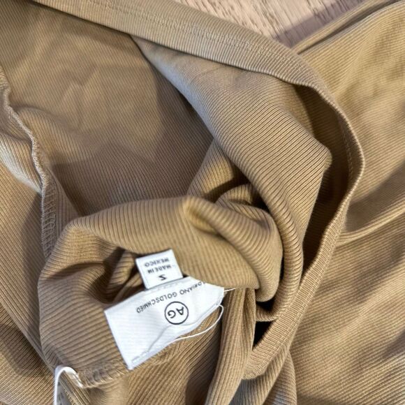 AG Adriano Goldschmied Women’s Tan Ribbed Cotton Turtleneck Midi Dress Small m5 - Picture 4 of 5